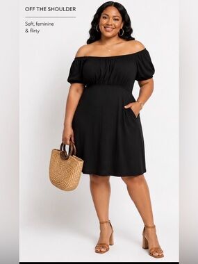 Derek Heart Black Puff Sleeve Scoop Neck Dress 3X